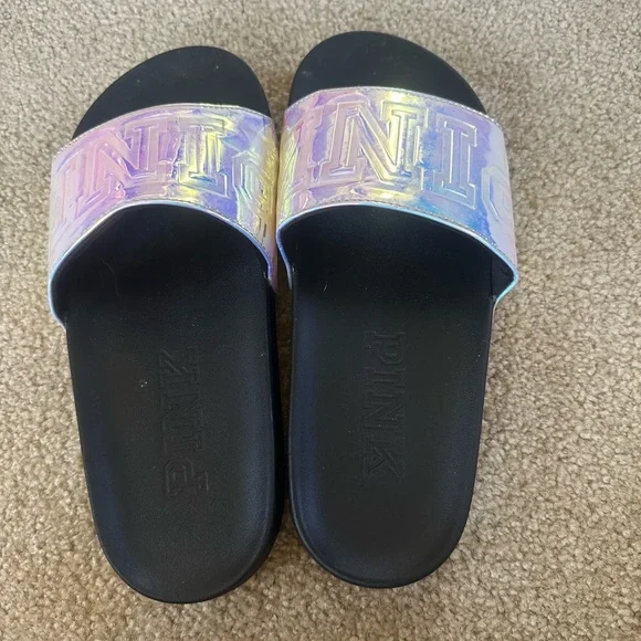PINK Victoria's Secret Iridescent Black Sandals - Picture 5 of 6